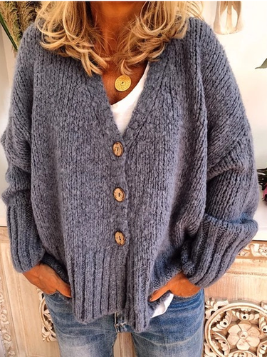 Buttoned Casual Sweater coat - Just Fashion Now - Modalova