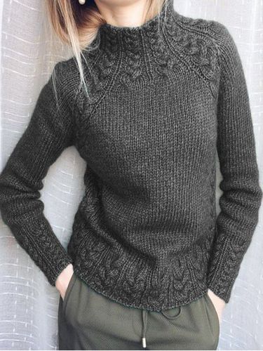 Solid Turtleneck Long Sleve Vintage Sweater - Modetalente - Modalova