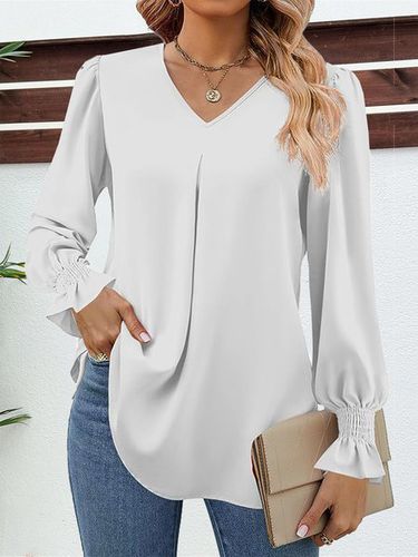 Casual Flare Sleeve Chiffon Shirt - Just Fashion Now - Modalova