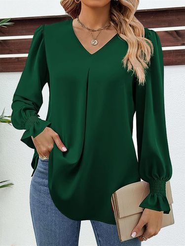 Casual Flare Sleeve Chiffon Shirt - Just Fashion Now - Modalova