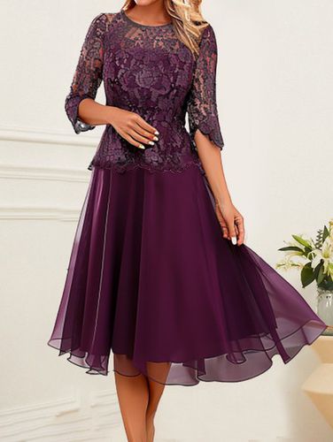 Plain Elegant Regular Fit Chiffon Dress - Just Fashion Now - Modalova