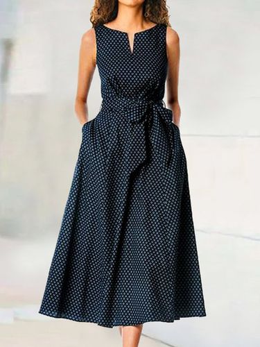 Plaid Elegant Loose Ruched Dress With Belt - Just Fashion Now - Modalova