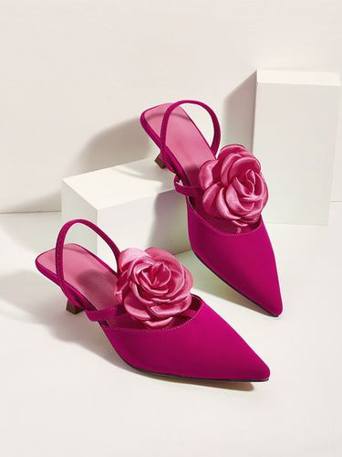 Elegant Rose Satin Kitten Heeled Slingback Pumps - Modetalente - Modalova