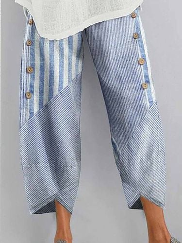 Cotton Striped Casual Pants - Just Fashion Now - Modalova