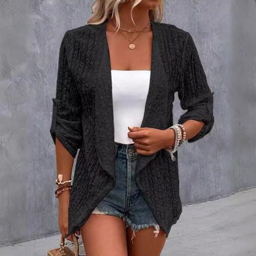 Shawl Collar Casual Loose Plain Jacket - Just Fashion Now - Modalova