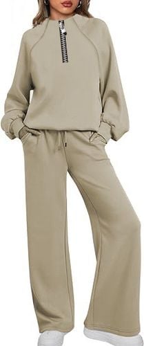 Half Turtleneck Plain Casual Two-Piece Set - Just Fashion Now - Modalova