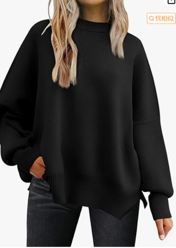 Long Sleeve Loose Casual Crew Neck Sweater - Just Fashion Now - Modalova