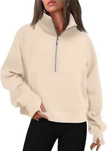 Sports Plain Loose Shawl Collar Sweatshirt - Just Fashion Now - Modalova