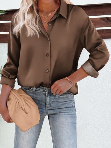 Plain Casual Loose Shirt - Just Fashion Now - Modalova