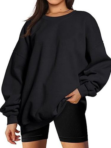 Loose Casual Crew Neck Sweatshirt - Just Fashion Now - Modalova