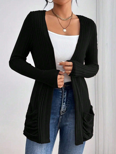 Loose Casual Pocket Stitching Knitted Kimono - Just Fashion Now - Modalova