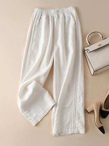 Casual Cotton Loose Plain Pants - Modetalente - Modalova