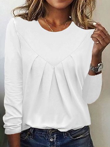 Loose Plain Casual T-Shirt - Just Fashion Now - Modalova