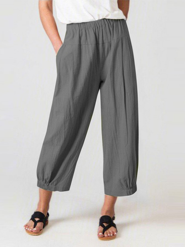 Plain Loose Casual Cotton Pants - Just Fashion Now - Modalova