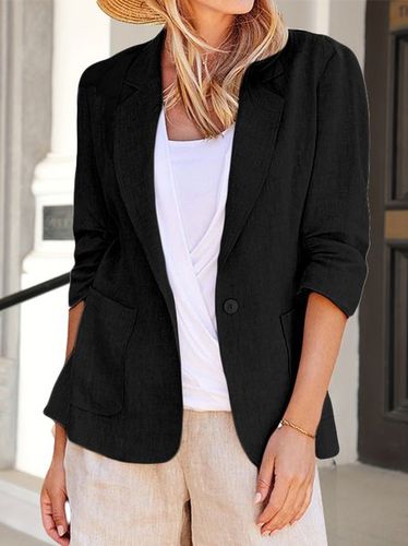 Plain Shawl Collar Casual Loose Blazer - Just Fashion Now - Modalova