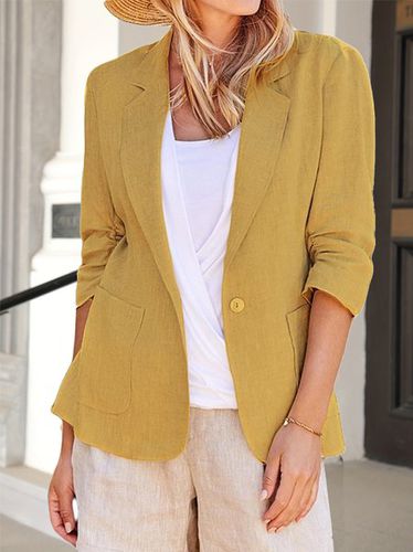 Plain Shawl Collar Casual Loose Blazer - Just Fashion Now - Modalova