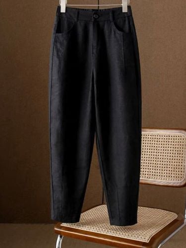 Casual Cotton And Linen Pocket Stitching Pants - Just Fashion Now - Modalova