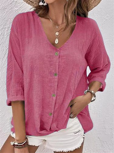 Casual V Neck Shirt - Just Fashion Now - Modalova