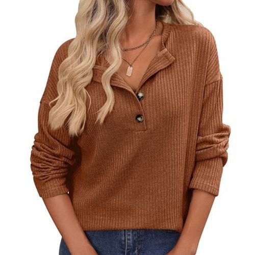 Women's Long Sleeve Blouse Spring/Fall Black Plain Crew Neck Daily Going Out Casual Top - Just Fashion Now - Modalova