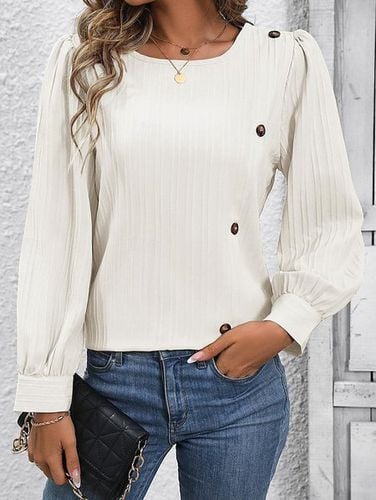 Casual Loose Buckle Blouse - Just Fashion Now - Modalova