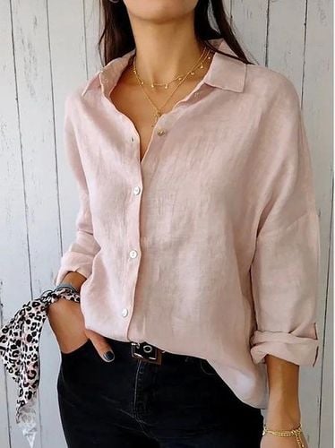 Women's Plain Shirt Collar Daily Going Out Casual Top - Just Fashion Now - Modalova