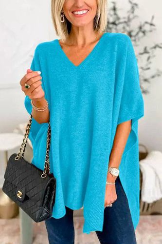 Plain Casual V Neck Loose Sweater - Just Fashion Now - Modalova