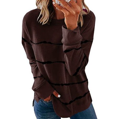 Striped Loose Casual Sweatshirt - Just Fashion Now - Modalova