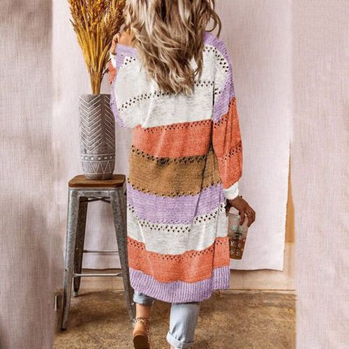 Striped Casual Cardigan - Just Fashion Now - Modalova