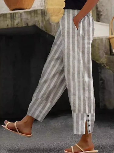 Casual Striped Loose Pants - Just Fashion Now - Modalova