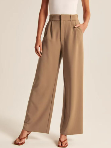 Women's H-Line Straight Pants Commuting Going Out Pants Khaki Casual Plain Spring/Fall Pants - Just Fashion Now - Modalova