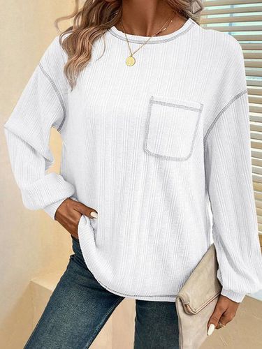 Casual Loose Crew Neck Plain T-Shirt - Just Fashion Now - Modalova