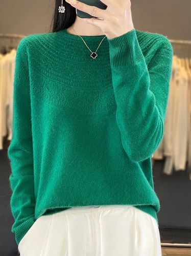 Crew Neck Wool/Knitting Casual Sweater - Just Fashion Now - Modalova