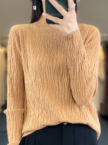 Casual Mock Neck Plain Wool/Knitting Sweater - Just Fashion Now - Modalova