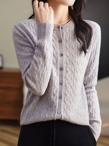 Casual Crew Neck Cardigan - Just Fashion Now - Modalova