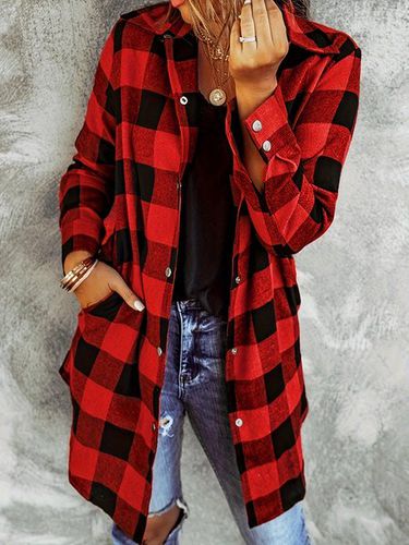 Cotton Loose Casual Plaid Shirt - Just Fashion Now - Modalova