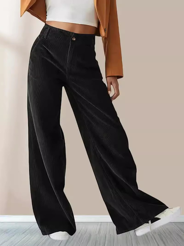 Women's H-Line Straight Pants Daily Going Out Pants Black Casual Buckle Plain Spring/Fall Pants - Just Fashion Now - Modalova