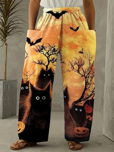 Casual Halloween Cotton And Linen Loose Pants - Just Fashion Now - Modalova