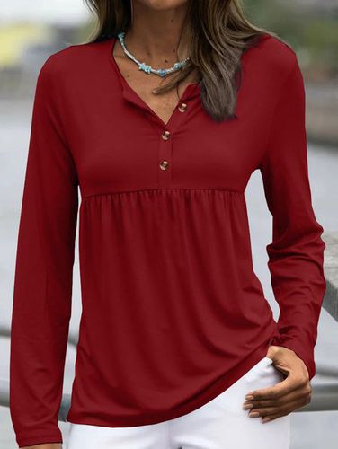 Women's Plain Buckle V Neck Daily Going Out Casual Top - Just Fashion Now - Modalova