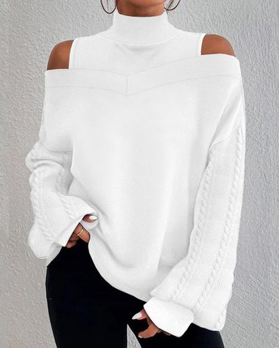 Loose Plain Casual Turtleneck Blouse - Just Fashion Now - Modalova