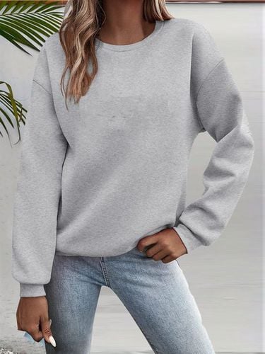 Casual Cat Jersey Crew Neck Sweatshirt - Just Fashion Now - Modalova