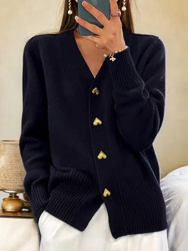 Yarn/Wool Yarn Buttoned Casual Cardigan - Just Fashion Now - Modalova