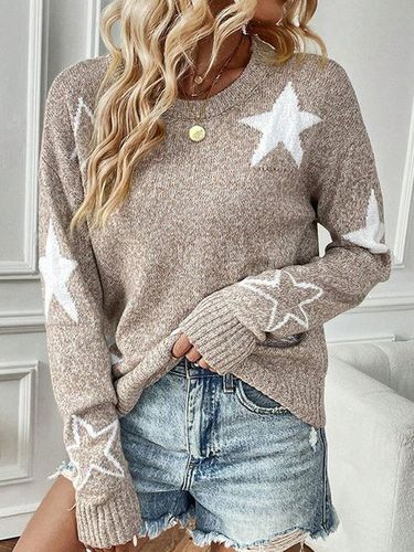 Yarn/Wool Yarn Casual Star Sweater - Just Fashion Now - Modalova