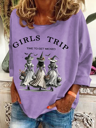 Women's Funny Halloween Witches Girls Trip Time To Get Wicked Casual Sweatshirt - Just Fashion Now - Modalova