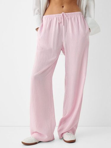 Women's Elastic Waist H-Line Straight Pants Daily Going Out Pants Blue Casual Striped Spring/Fall Pants - Just Fashion Now - Modalova