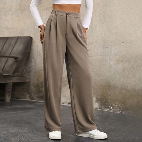 Women's H-Line Straight Pants Daily Going Out Pants Black Casual Buckle Plain Spring/Fall Pants - Just Fashion Now - Modalova