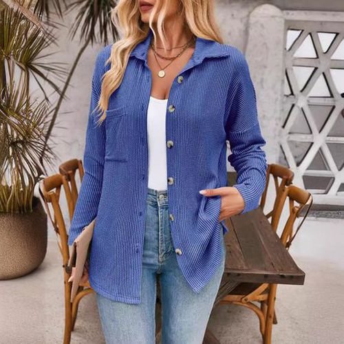 Loose Plain Casual Jacket With No - Just Fashion Now - Modalova