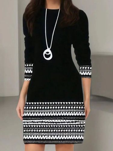 Geometric printed casual round neck dress - Just Fashion Now - Modalova