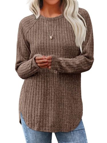 Women's Plain Crew Neck Casual Top - Just Fashion Now - Modalova