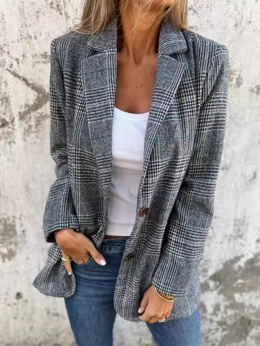 Plaid Casual Button Suit - Just Fashion Now - Modalova