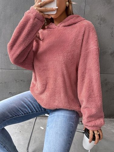 Fluff/Granular Fleece Fabric Casual Plain Sweatshirt - Just Fashion Now - Modalova